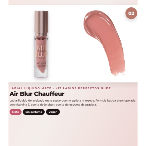 Makeup Revolution - Set di Profilo Labbra Pout Liner - Chauffeur Nude + Rossetto liquido opaco Air Blur - Chauffeur + Lucidalabbra volumizzante Pout Bomb - Melba Warm Peach