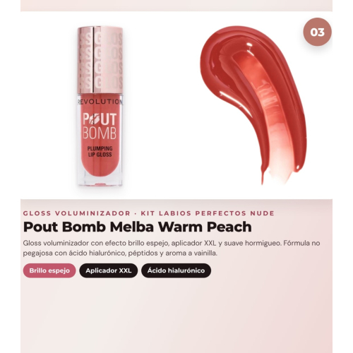 Makeup Revolution - Set di Profilo Labbra Pout Liner - Chauffeur Nude + Rossetto liquido opaco Air Blur - Chauffeur + Lucidalabbra volumizzante Pout Bomb - Melba Warm Peach