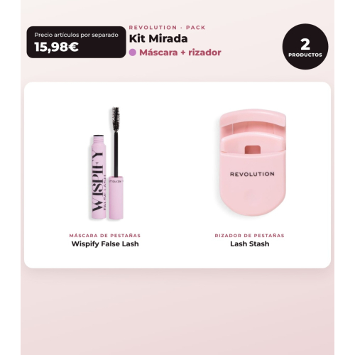 Makeup Revolution - Set di Mascara Wispify False Lash + Piega ciglia Lash Stash