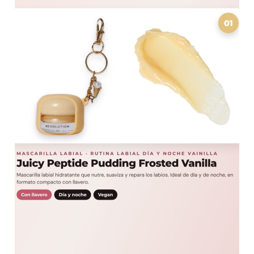 Makeup Revolution - Set di Maschera labiale Juicy Peptide Pudding - Frosted Vanilla + Balsamo labiale Juicy Peptide - Clear Ice + Olio labiale Pout Lip Charm - Lychee Clear Blue