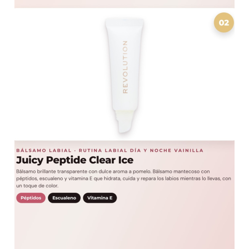 Makeup Revolution - Set di Maschera labiale Juicy Peptide Pudding - Frosted Vanilla + Balsamo labiale Juicy Peptide - Clear Ice + Olio labiale Pout Lip Charm - Lychee Clear Blue