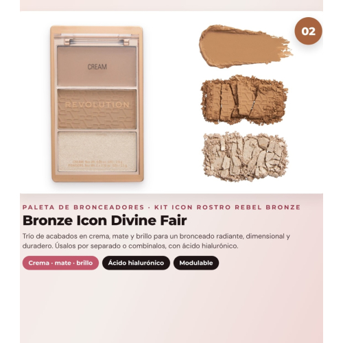 Makeup Revolution - Set di Palette di fard Icon Blush - Rebellious Red + Palette di bronzer Bronze Icon - Divine Fair + Palette di illuminatori Highlight Icon - Molten Bronze