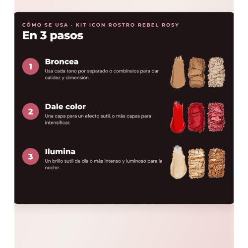Makeup Revolution - Set di Palette di fard Icon Blush - Rebellious Red + Palette di bronzer Bronze Icon - Divine Fair + Palette di illuminatori Highlight Icon - Rosy Gold Glow
