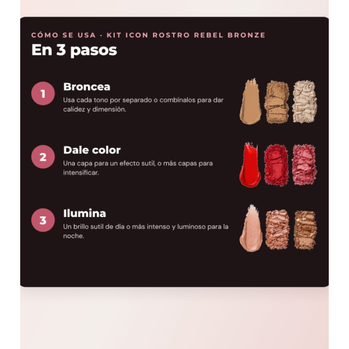 Makeup Revolution - Set di Palette di fard Icon Blush - Rebellious Red + Palette di bronzer Bronze Icon - Divine Fair + Palette di illuminatori Highlight Icon - Molten Bronze