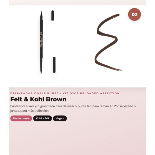 Makeup Revolution - Set di Palette di ombre Reloaded - Affection + Delineatore per occhi Felt & Kohl Precision Dual Liner - Brown + Delineatore per occhi Streamline Waterline Eyeliner Pencil - Silver