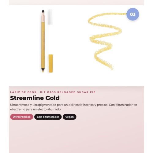 Makeup Revolution - Set di palette di ombretti Reloaded -  Sugar Pie + Delineatore per occhi Kohl - Blue + Delineatore per occhi Streamline Waterline Eyeliner Pencil - Gold