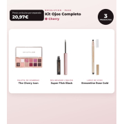 Makeup Revolution - Set di palette di ombretti The Cherry Icon + Delineatore occhi liquido Super Flick - Black + Delineatore occhi Streamline Waterline Eyeliner Pencil - Rose Gold