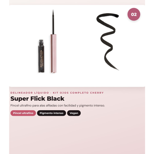 Makeup Revolution - Set di palette di ombretti The Cherry Icon + Delineatore occhi liquido Super Flick - Black + Delineatore occhi Streamline Waterline Eyeliner Pencil - Rose Gold
