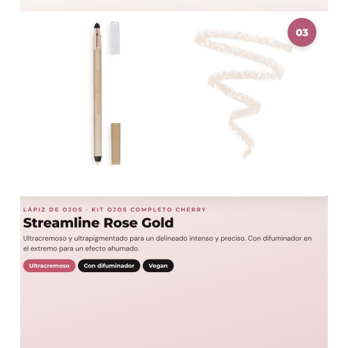 Makeup Revolution - Set di palette di ombretti The Cherry Icon + Delineatore occhi liquido Super Flick - Black + Delineatore occhi Streamline Waterline Eyeliner Pencil - Rose Gold