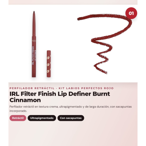 Makeup Revolution - Set di Profilo Labbra IRL Filter Finish Lip Definer - Burnt Cinnamon + Rossetto satinato Lip Allure Soft Satin + Rossetto liquido opaco Air Blur - Fiery