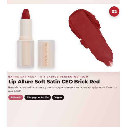 Makeup Revolution - Set di Profilo Labbra IRL Filter Finish Lip Definer - Burnt Cinnamon + Rossetto satinato Lip Allure Soft Satin + Rossetto liquido opaco Air Blur - Fiery