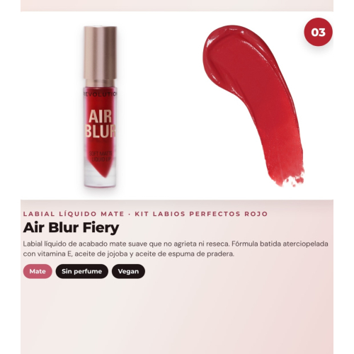 Makeup Revolution - Set di Profilo Labbra IRL Filter Finish Lip Definer - Burnt Cinnamon + Rossetto satinato Lip Allure Soft Satin + Rossetto liquido opaco Air Blur - Fiery