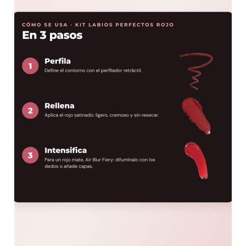 Makeup Revolution - Set di Profilo Labbra IRL Filter Finish Lip Definer - Burnt Cinnamon + Rossetto satinato Lip Allure Soft Satin + Rossetto liquido opaco Air Blur - Fiery