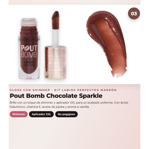 Makeup Revolution - Set di Profilatori di labbra Pout Liner - Espresso Cool Brown + Rossetto liquido IRL Whipped Lip Crème - Espresso Nude + Lucidalabbra con Shimmer Pout Bomb - Chocolate Sparkle