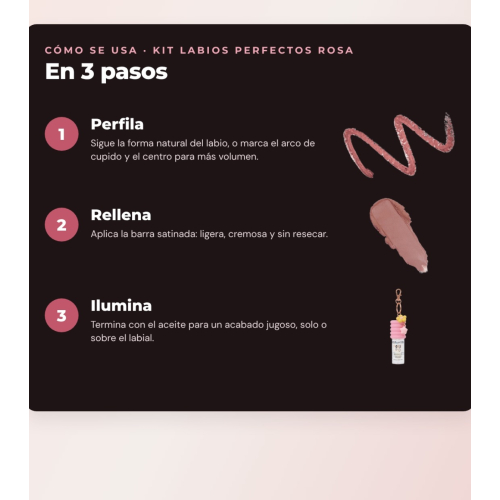Makeup Revolution - Set di Profilatori per labbra Pout Liner - Kiss Baby Pink + Rossetto satinato Lip Allure - Brunch Pink Nude + Olio per labbra Pout Lip Charm - Lychee Clear Pink