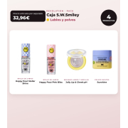 Makeup Revolution - Set *S.W.Smiley* - Brillo di labbra Stellar Shine + Brillo di labbra Pink Bliss + Balsamo per labbra e guance pH + Polveri libere Sunshine