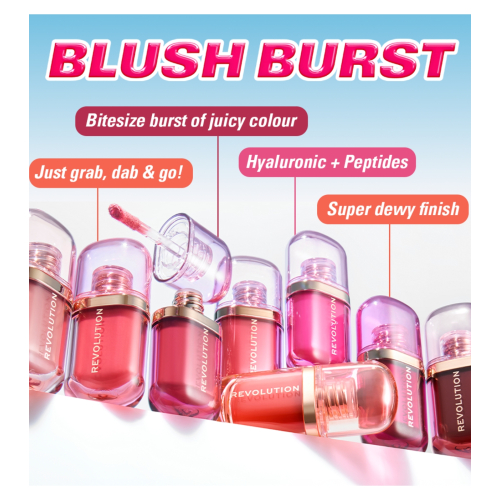 Makeup Revolution - *Super Dewy*  - Blush liquido  Blush burst - Very cherry berry