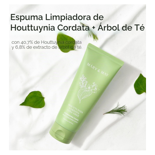 Mary & May - Detergente viso in schiuma purificante Houttuynia Cordata + Tea Tree