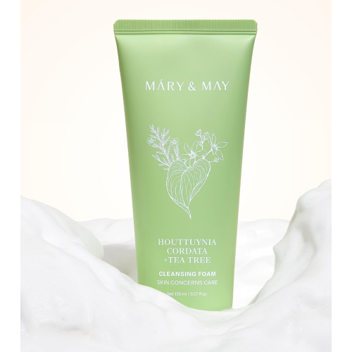 Mary & May - Detergente viso in schiuma purificante Houttuynia Cordata + Tea Tree