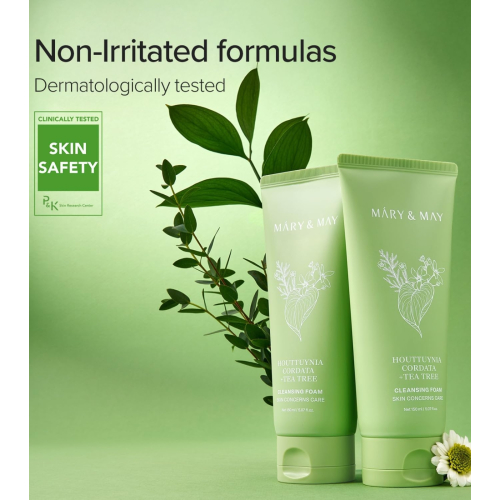 Mary & May - Detergente viso in schiuma purificante Houttuynia Cordata + Tea Tree