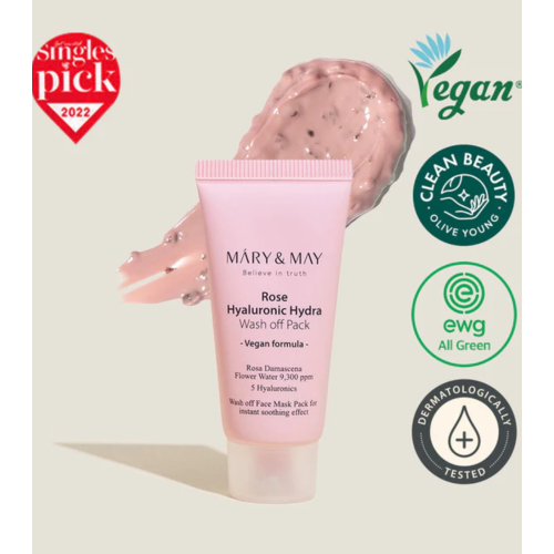 Mary & May - Maschera viso Rose Hyaluronic Hydra Wash off
