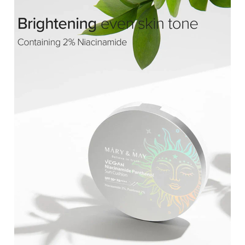 Mary & May - Crema solare Cushion SPF50+ PA++++ Niacinamide Panthenol