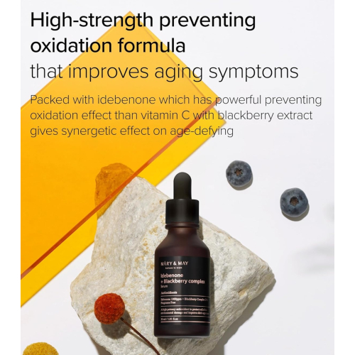Mary & May - Siero viso anti-età Idebenone + Blackberry Complex