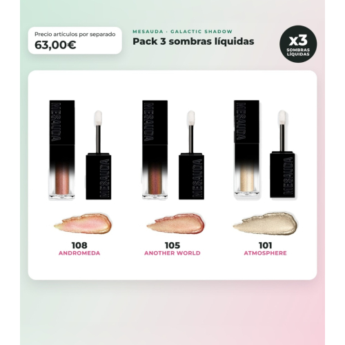Mesauda - Confezione 3 ombre liquide Galactic Shadow - 108: Andromeda + 105: Another World + 101: Atmosphere
