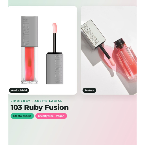 Mesauda - Pack duo olio labiale Lipoilogy - 102: Pink Elixir + 103: Ruby Fusion