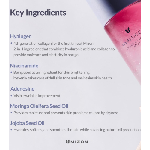 Mizon - *Hyalugen* - Spray idratante per il viso Double Layer Mist