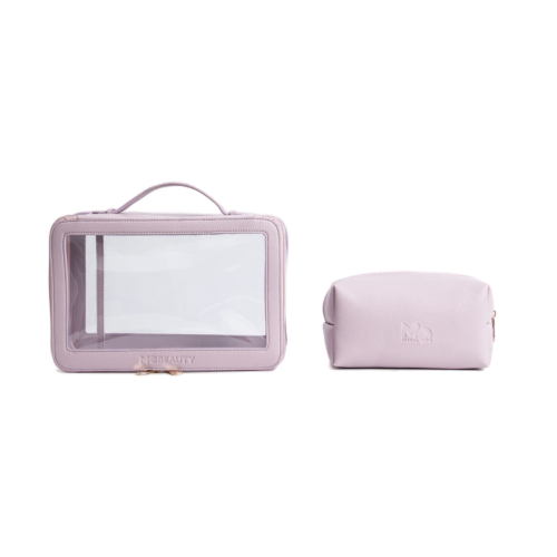 MQBeauty - Beauty case trasparente con due scomparti - Lavanda