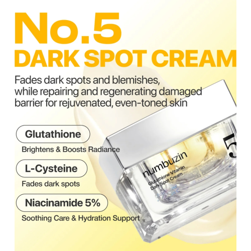 Numbuzin - Crema viso No.5+ Glutathione Vitamin Dark Spot