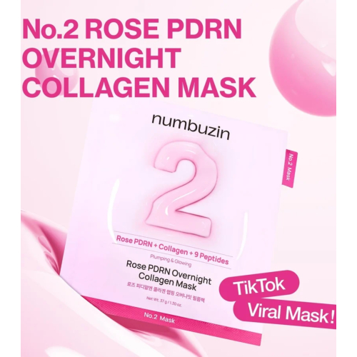 Numbuzin - Maschera facciale notturna No.2 Rose PDRN Plumping