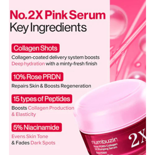 Numbuzin - Siero rassodante No.2 Rose PDRN Collagen 2X