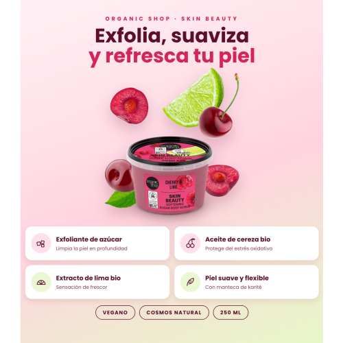 Organic Shop - Esfoliante corpo Skin Beauty - Ciliegia e lime