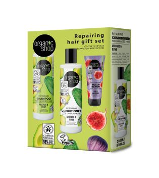 Organic Shop - Set regalo per la riparazione dei capelli con avocado e oliva