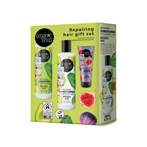 Organic Shop - Set regalo per la riparazione dei capelli con avocado e oliva