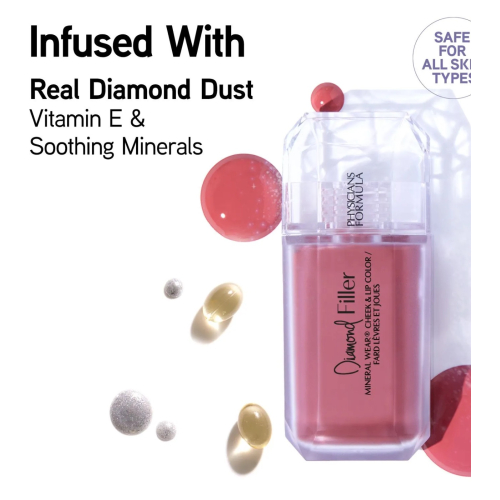 Physicians Formula - Tinta per labbra e guance Mineral Wear Diamond Filler - Brilliant Peach