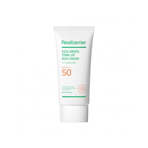 Real Barrier - Protezione solare con Centella Asiatica CICA Green Tone-Up SPF 50 PA++++ - Pelle sensibile e arrossata