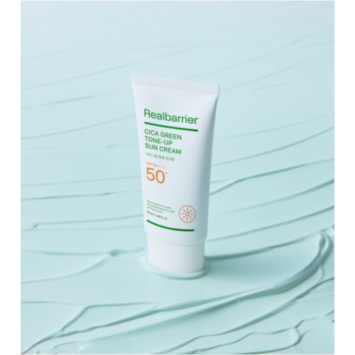 Real Barrier - Protezione solare con Centella Asiatica CICA Green Tone-Up SPF 50 PA++++ - Pelle sensibile e arrossata