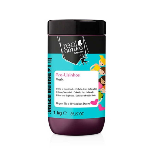 Real Natura - Maschera per capelli anti-crespo Pro-Lisinhos 1kg - Capelli lisci e delicati