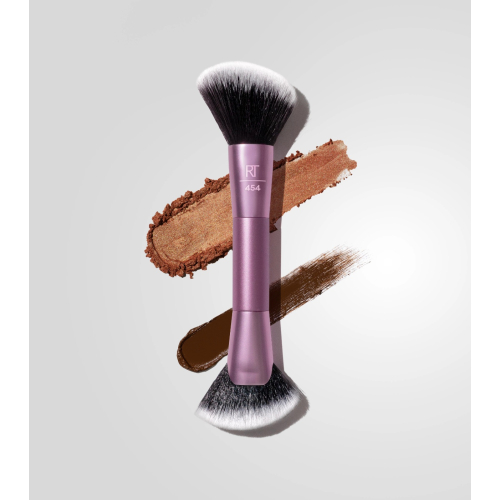 Real Techniques - Pennello a doppia estremità per contouring, fard e bronzer Angled Fan Finishing