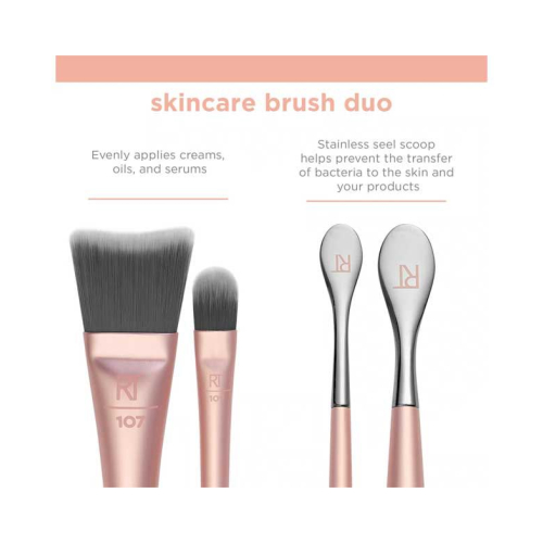 Real Techniques - Duo di pennelli per viso e occhi Skincare Brush Duo - 107 + 109