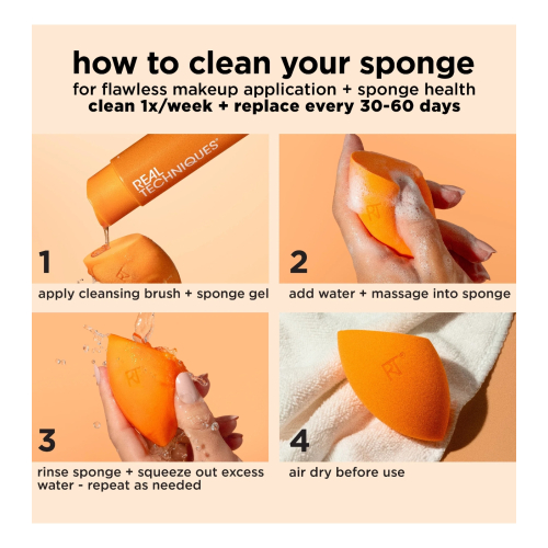 Real Techniques - Gel detergente con pennello e spugna Miracle Deep