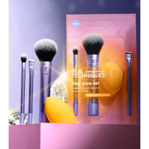 Real Techniques - *Night brights* - Set pennello + spugna Midi Glow