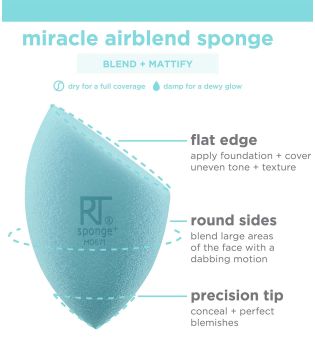 Real Techniques - Confezione di spugne per trucco Miracle Airblend Sponge - Finitura opaca naturale