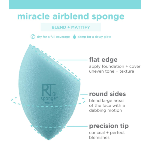 Real Techniques - Confezione di spugne per trucco Miracle Airblend Sponge - Finitura opaca naturale