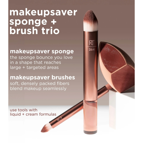 Real Techniques - Set spugne per trucco Makeupsaver + Duo pennelli per il viso