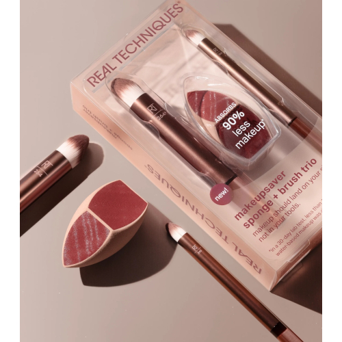Real Techniques - Set spugne per trucco Makeupsaver + Duo pennelli per il viso