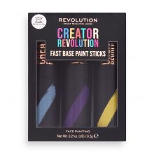 Revolution - *Creator* - Bastoncini per trucco artistico Fast Base Paint Sticks - Azzurro, viola e giallo